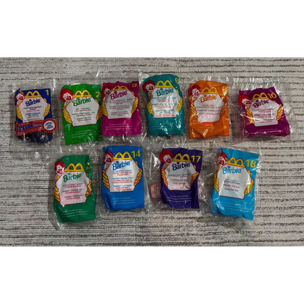 Vintage McDonalds Happy Meal Barbie Figurine Lot of 10 Sealed 1999 2000 Toys